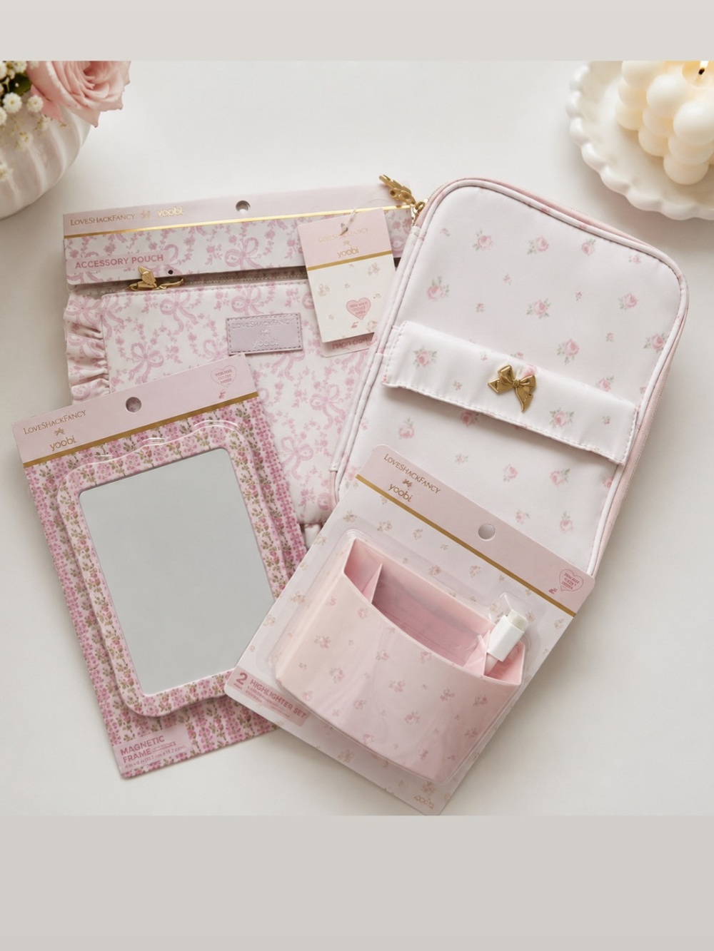 LoveShackFancy Tech Organizer, Accessory Case, Dry Erase Board/Pink Caddy